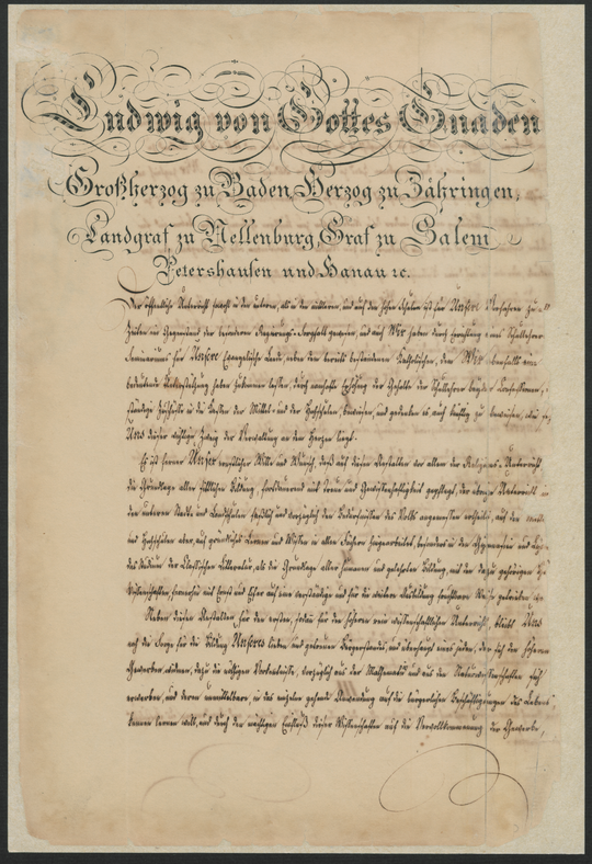 Gründungsurkunde der Polytechnischen Schule Karlsruhe