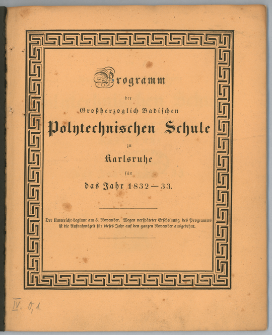 Erstes Programm der Polytechnischen Schule