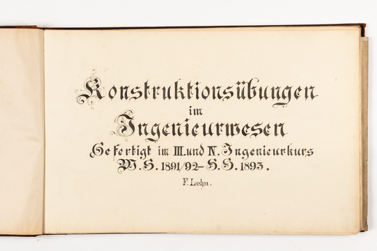 Ferdinand Lehn: Übungszeichnungen aus dem Bauingenieurstudium, Seite 1.