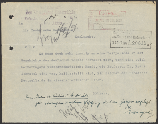 Protest gegen die Entfernung des Professors für Geschichte Franz Schnabel