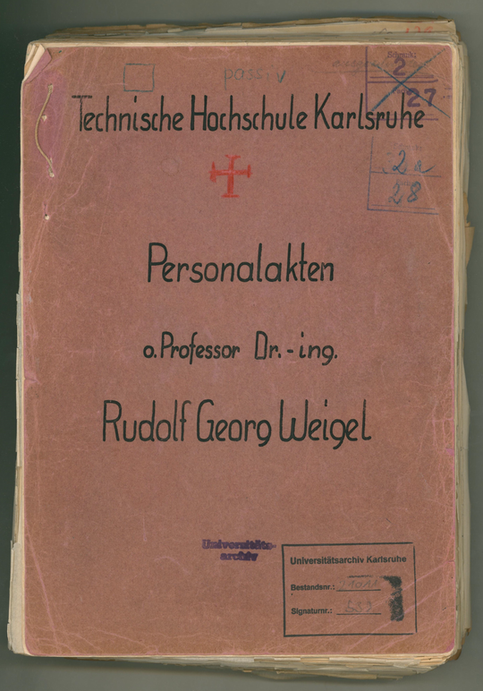 Personalakte des Professors Rudolf Weigel