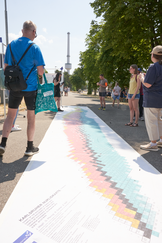 Darstellung der Nuklidkarte beim Tag der offenen Tür am Campus Nord des KIT durch das Joint Research Centre der Europäischen Kommission, 17.06.2023. Fotografie: Amadeus Bramsiepe.