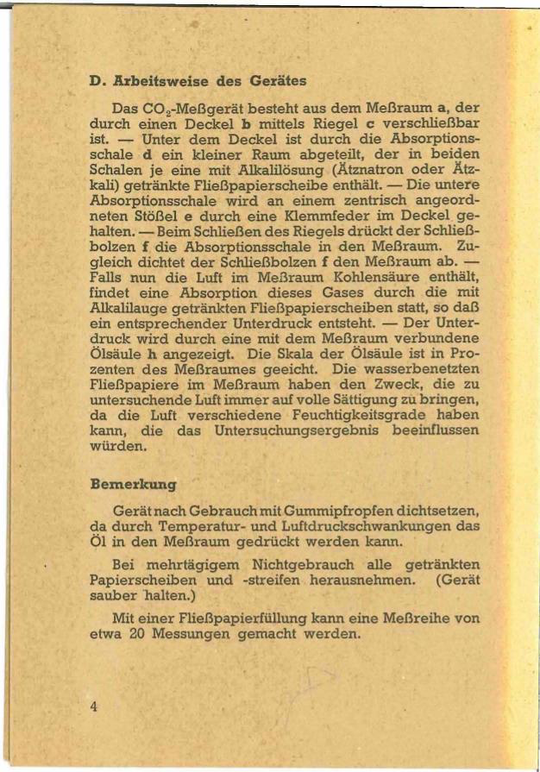 Gebrauchsanweisung zum Messen des Kohlendioxidgehalts in der Raumluft, Seite 4. Mit freundlicher Genehmigung der Dräger Safety AG & Co. KGaA.