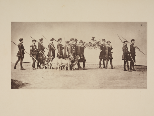 Druck: Festzug der Studirenden des Polytechnikum zu Karlsruhe [...], Karlsruhe (1877), hier: Abteilung des Forstwesens, Teil 2. Fotografie: Amadeus Bramsiepe und Jonas Zilius.