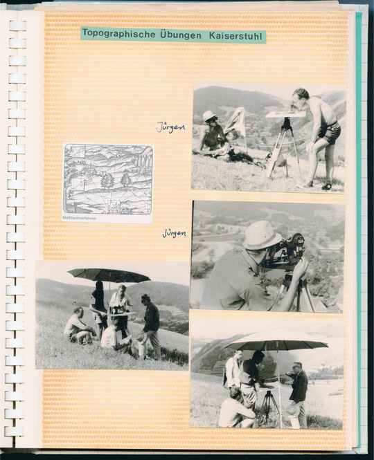 Fotoalbum zum Vermessungsstudium an der Technischen Hochschule Karlsruhe, ab 1967, Auswahlansicht 4 von 5. Fotografie: Amadeus Bramsiepe und Jonas Zilius.