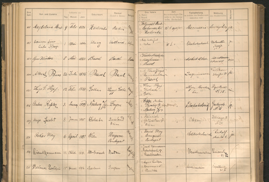 Eigenhändiger Eintrag von Magdalena Meub in die Matrikel der Technischen Hochschule Karlsruhe zum Wintersemester 1904/05. KIT-Archiv 21003/105.