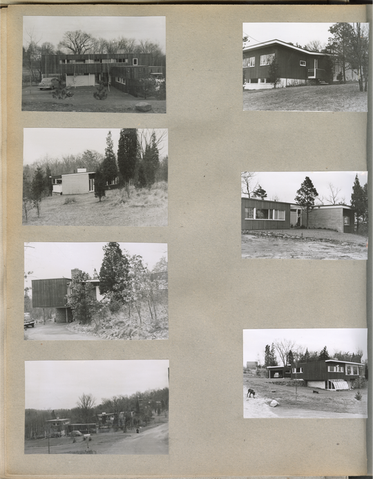 Reisetagebuch von Maria Fischer, 04.12.1951, Aufnahmen der Wohnhaussiedlung Six Moon Hills bei Lexington/Massachusetts (Blatt 1 von 3). Fotografie: Amadeus Bramsiepe und Jonas Zilius.
