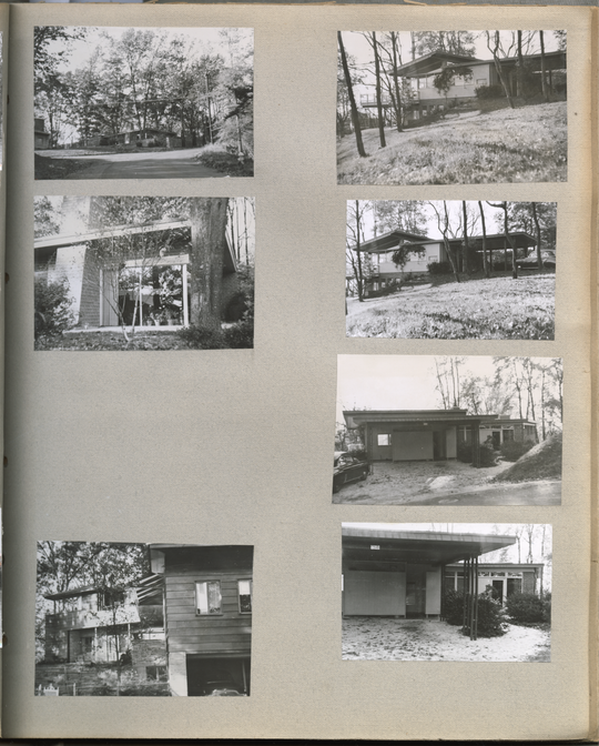 Reisetagebuch von Maria Fischer, 04.12.1951, Aufnahmen der Wohnhaussiedlung Six Moon Hills bei Lexington/Massachusetts (Blatt 2 von 3). Fotografie: Amadeus Bramsiepe und Jonas Zilius.