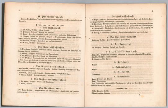 Programm der Großherzoglich Badischen Polytechnischen Schule Karlsruhe für das Jahr 1832-33, Seite 2-3.