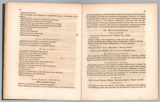 Programm der Großherzoglich Badischen Polytechnischen Schule Karlsruhe für das Jahr 1832-33, Seite 12-13.