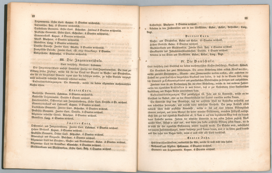 Programm der Großherzoglich Badischen Polytechnischen Schule Karlsruhe für das Jahr 1832-33, Seite 22-23.