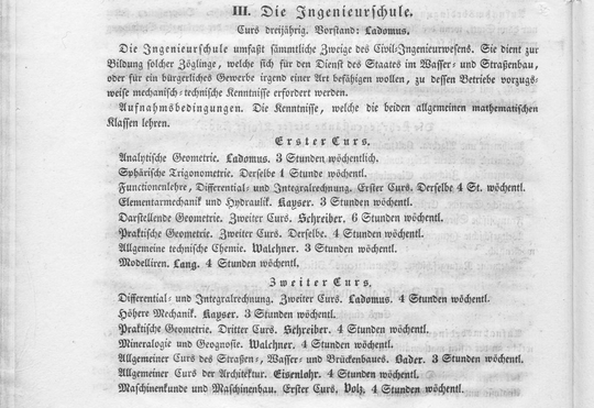 Programm der Großherzoglich Badischen Polytechnischen Schule zu Karlsruhe für das Jahr 1832-33, (Karlsruhe 1832), Seite 22.