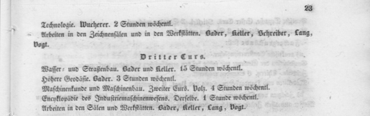 Programm der Großherzoglich Badischen Polytechnischen Schule zu Karlsruhe für das Jahr 1832-33, (Karlsruhe 1832), Seite 22.